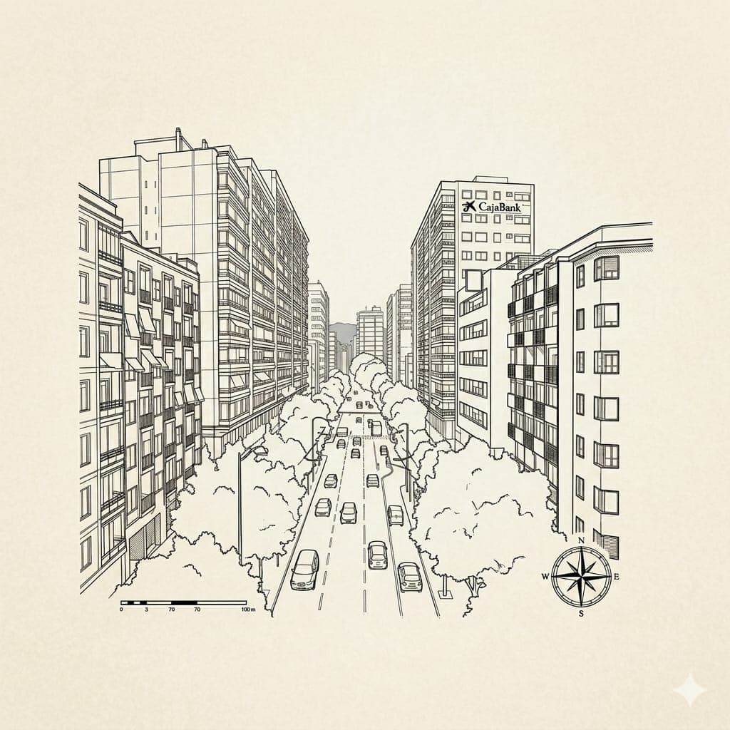 Gran Vía de Murcia — ilustración arquitectónica
