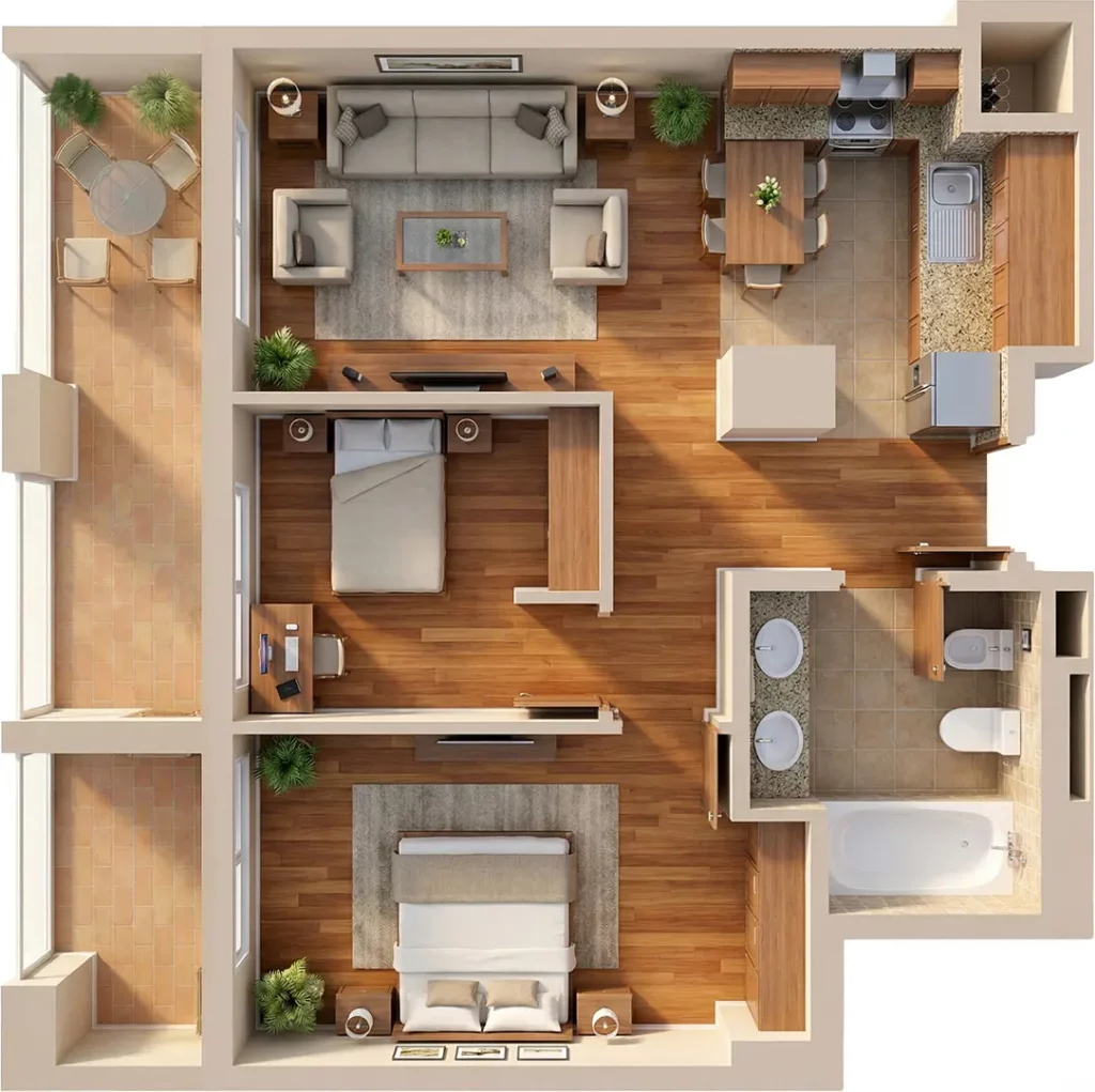 1 Dormitorio — Vista 3D