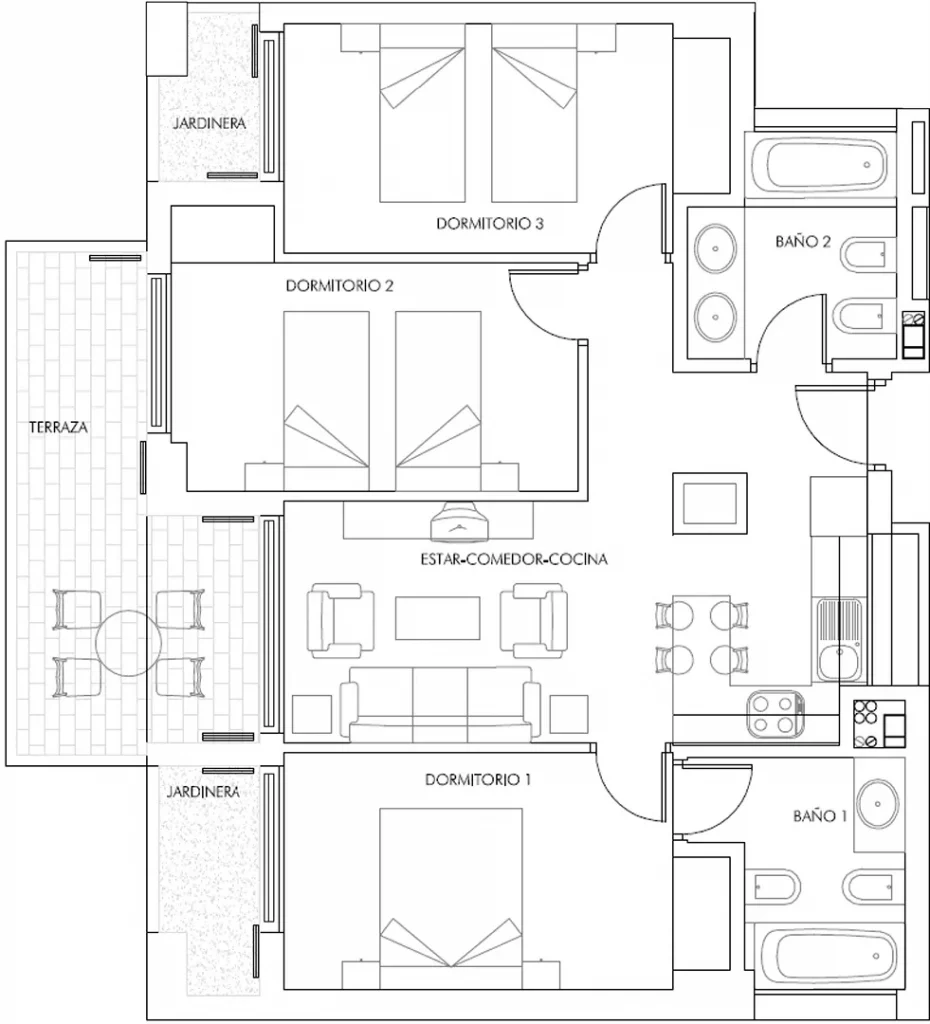 3 Dormitorios — Plano